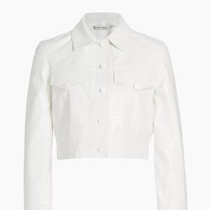 Chloe Croc-Effect Faux Leather Crop Jacket